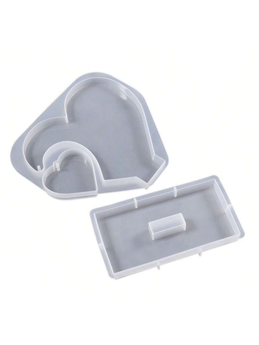 Heart Shape Base Silicone Molds Hanging Photo Frame Mold Home Decor Handmade Gifts for Casting 2 Heart Shape Mold + Base Mold