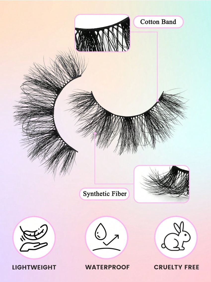 False Eyelashes 3 Pairs Fluffy Volumized Eyelashes Lashes Dramatic Look 3D Wispy Faux Mink Lashes
