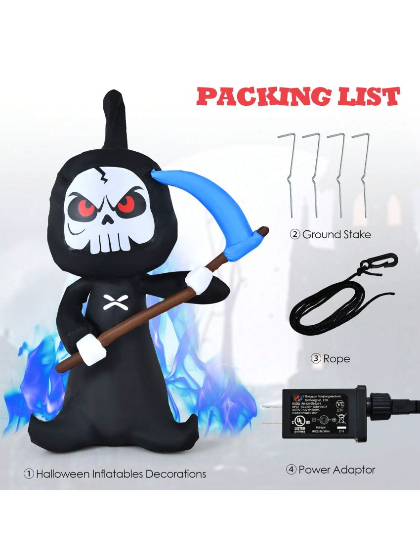 Costway 6 FT Halloween Inflatable Ghost Outdoor Blow Up Decoration w/ LED Lights