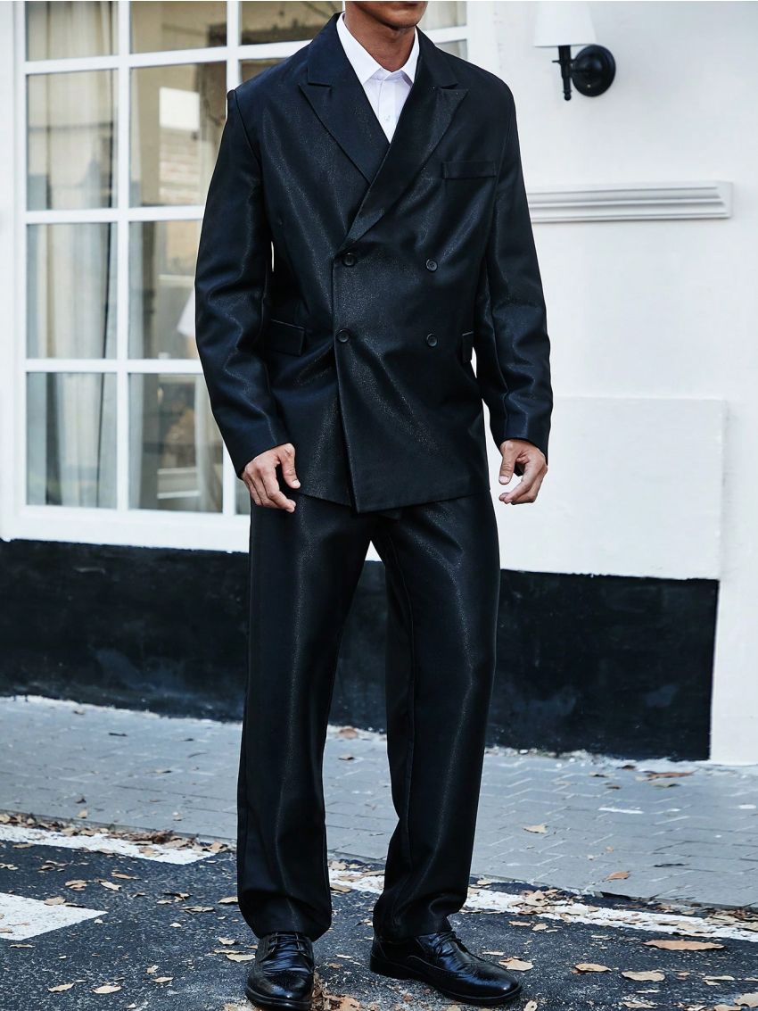 Men's Plus Size Double Breasted Suit Set