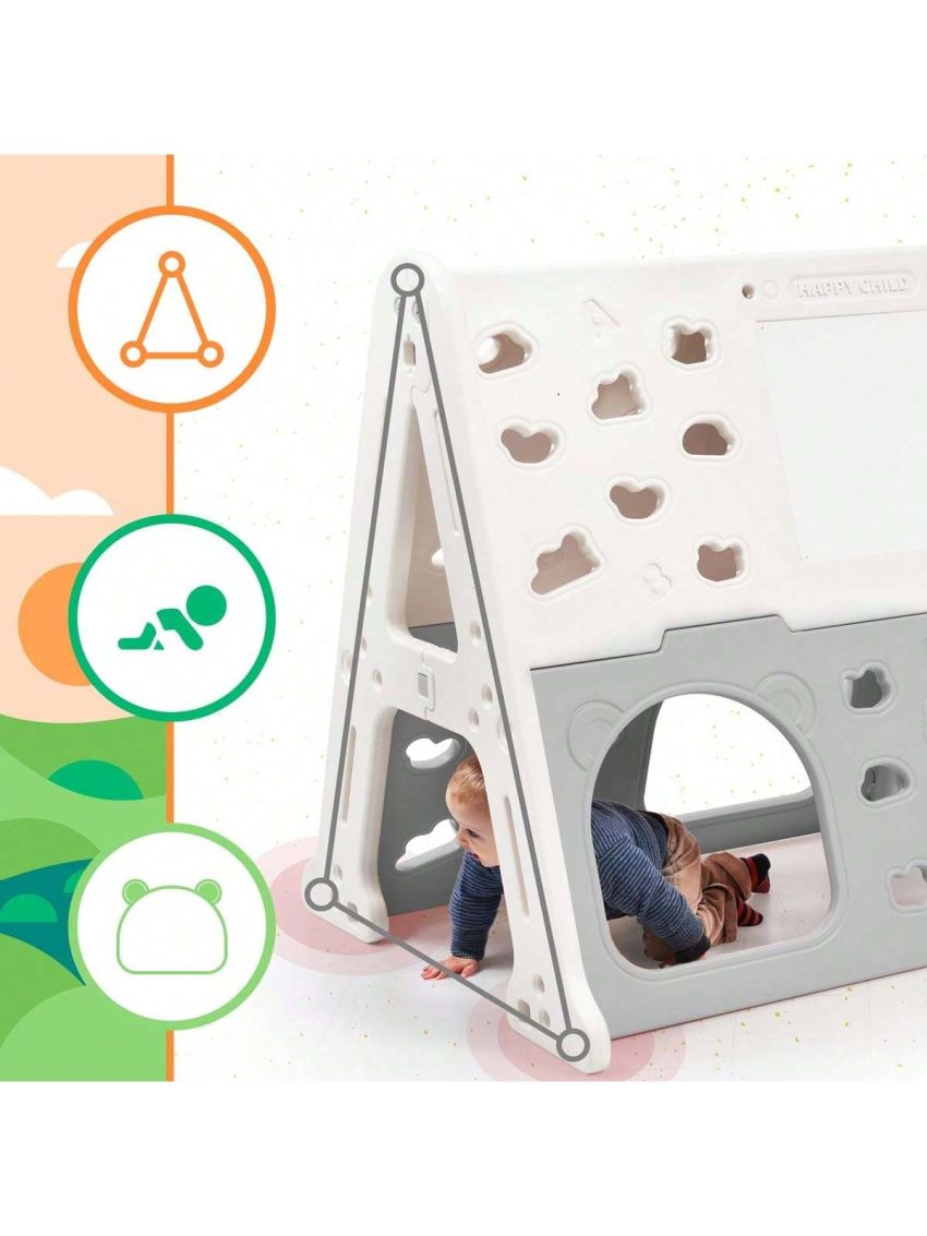 Merax 7-in-1 Toddler Climber and Slide Set Kids Playground Climber Slide Playset with Tunnel, Climber, Whiteboard, Toy Building Block Baseplates, Basketball Hoop Combination for Babies
