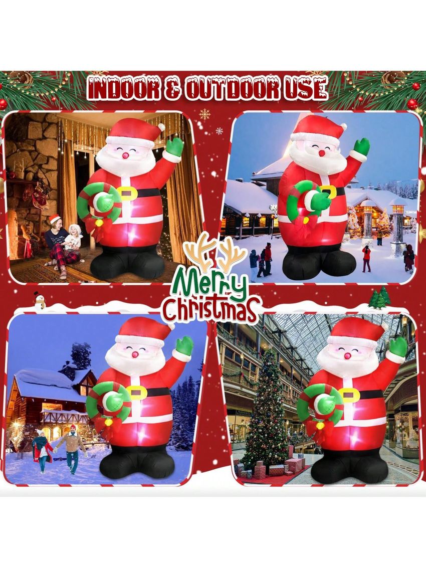 12 FT Giant Christmas Inflatable Santa Outdoor Yard Decorations, Huge Blow up Santa Claus with Wreath Built-in LED Lights Outside Waterproof Xmas Decor for Party Garden Hall Plaza Office