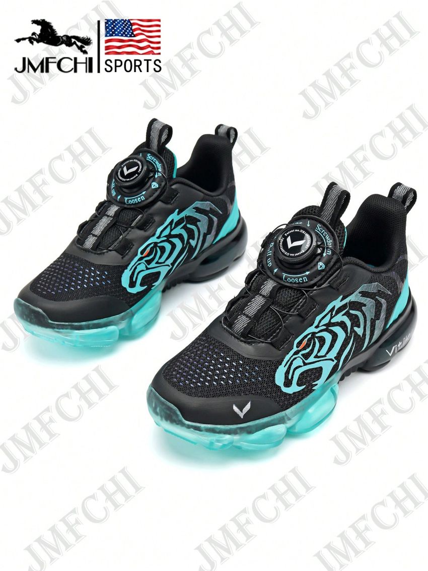 JMFCHI Kids Black and Blue Running Shoes Lightweight Breathable Boys and Girls Athletic Shoes Buckle