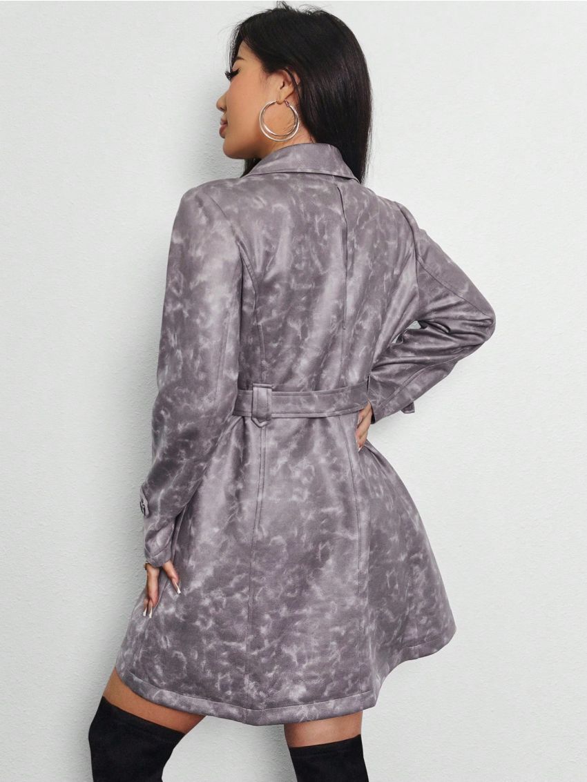 SHEIN SXY Women'S Belted Trench Coat With Double Breasted Closure