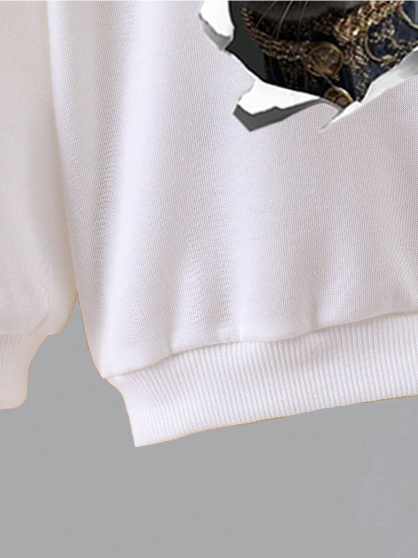 Boys' Cat Print Hooded Sweatshirt