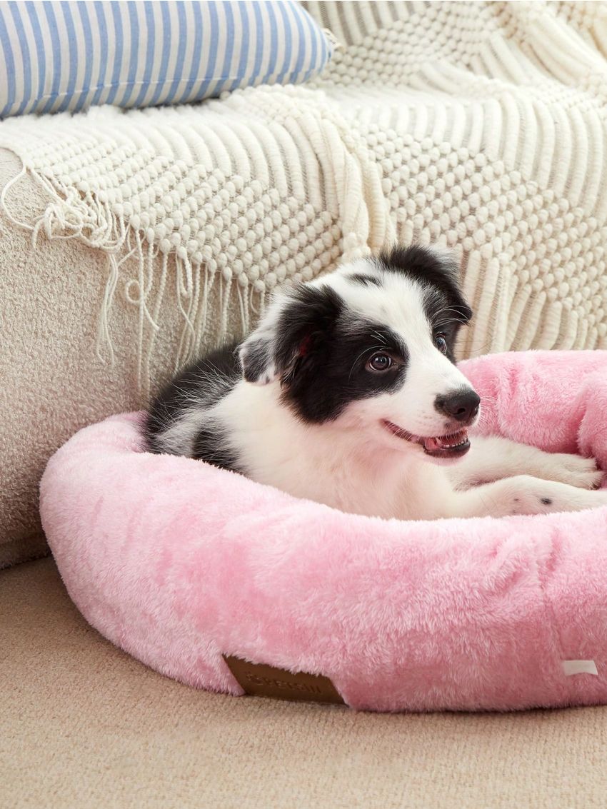 PETSIN Pink Short Plush, Deep Sleep, Keep Warm, Pet Bed, Round Washable Pad For Cat And Dog