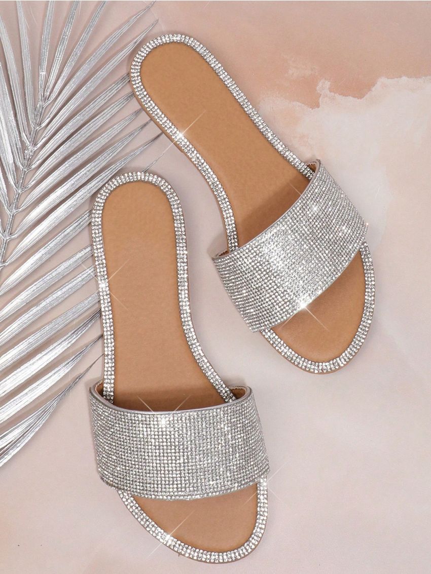 Women'S Fashionable Silver Flat Sandals