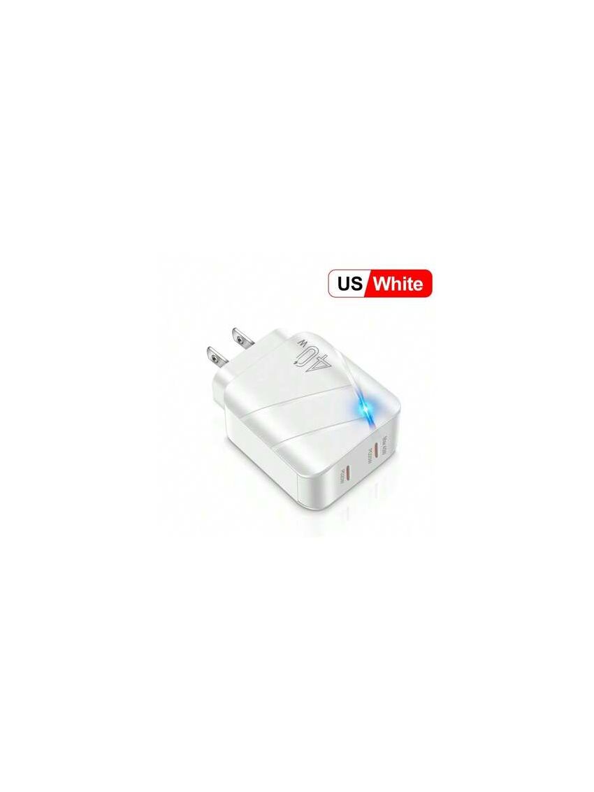 1pc Black European Standard 40w Type-c Charger, Quick Charge 3.0 2pd Port Wall Adapter Compatible With Samsung, Xiaomi, Iphone 14, Huawei