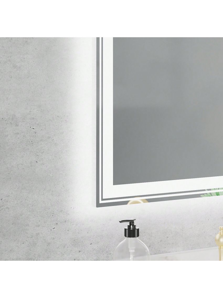 36×28 inch LED-Lit bathroom mirror, wall mounted anti-fog memory Adjustable Brightness front and back light Rectangular Vanity mirror