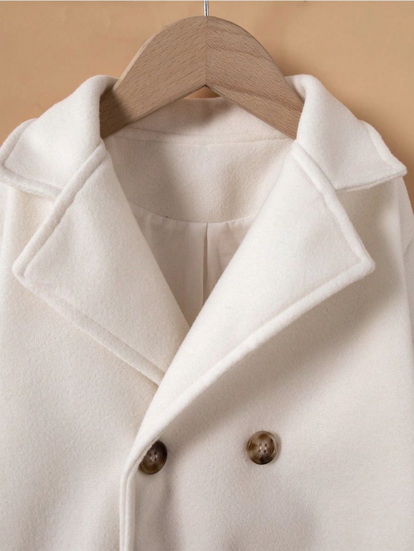 Little Girls' Double-breasted Mid-length Woolen Coat