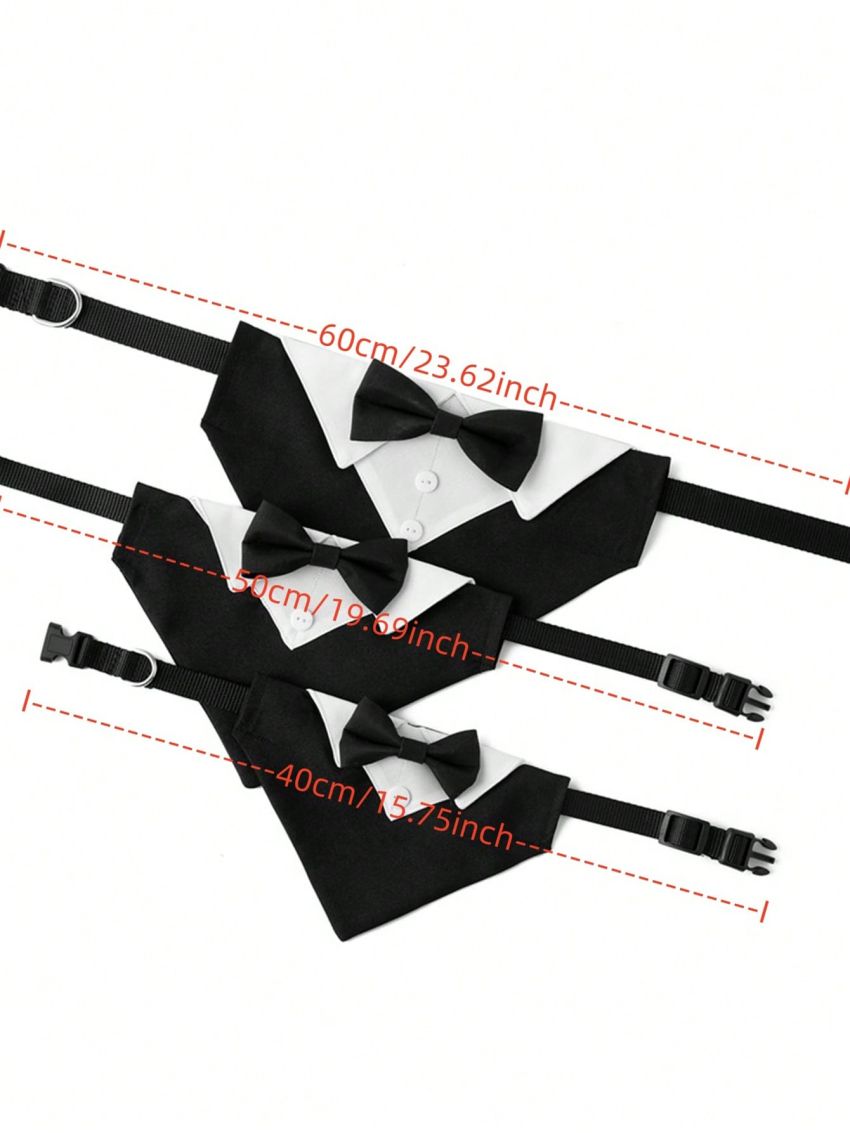 2pcs/set Pet Collar With Fashionable Wedding Bowtie & Suit Collar
