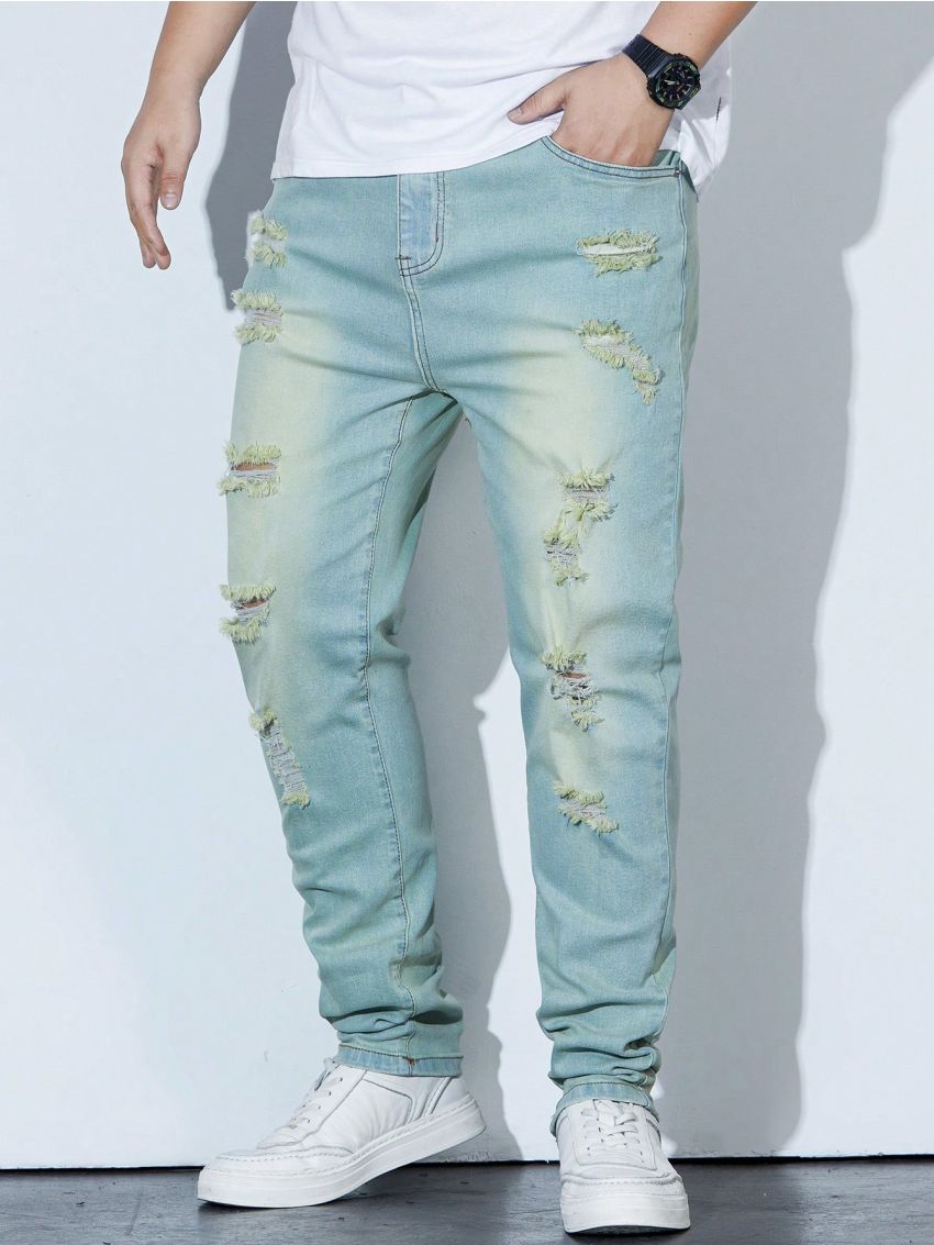Manfinity Homme Men's Plus Size Distressed Jeans
