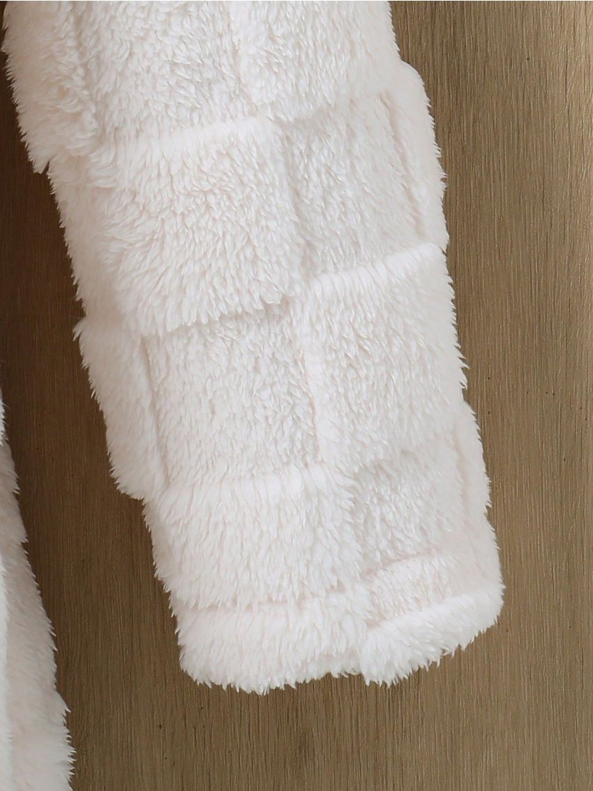 Teen Girls' Plaid Texture Woolen Mid-length Coat With