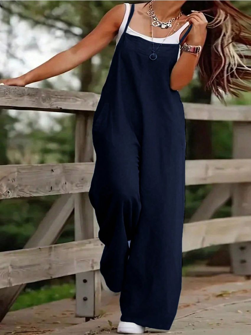 Plus Size Solid Color Jumpsuit