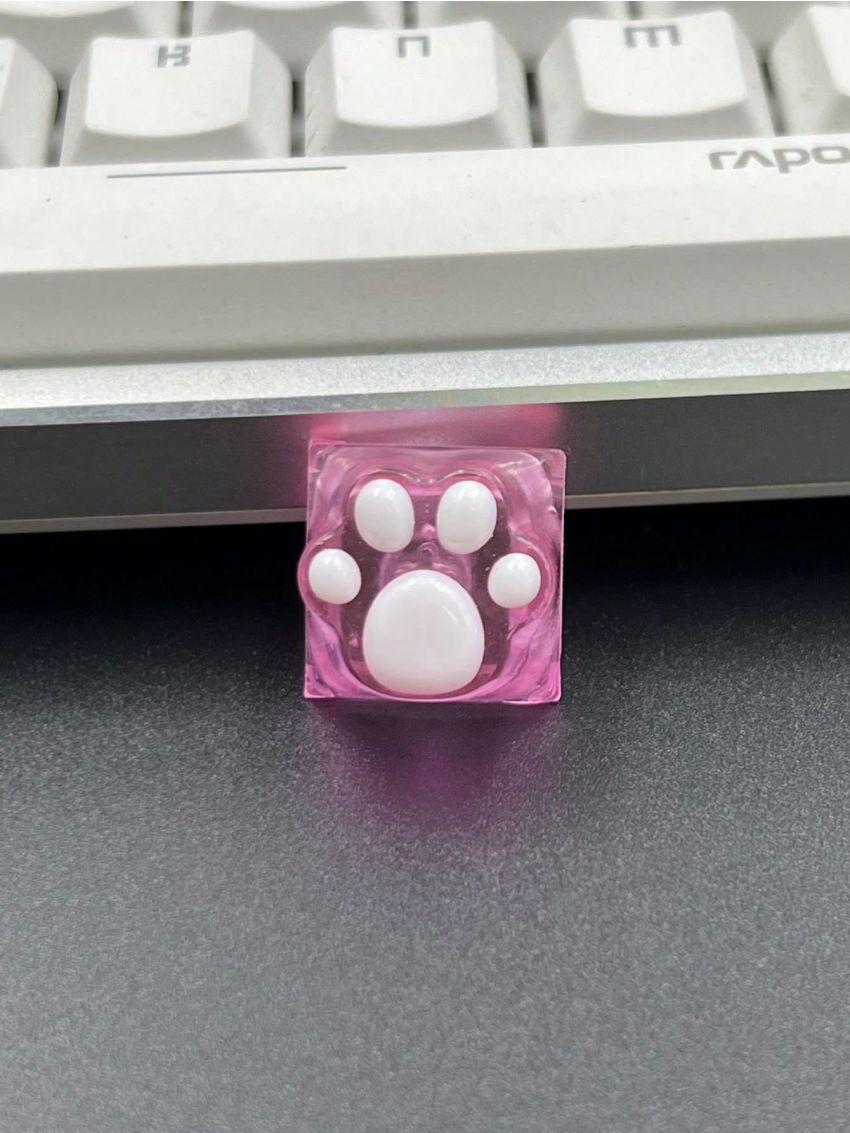 1pc Cute Translucent Anti-scratch Abs Resin Cat Claw Keycap For Mechanical Keyboard