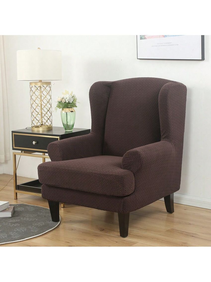 Wingback Armchair Cover Stretch Slipcover Elastic Wing Chair Cvoer Protector 2 Pieces
