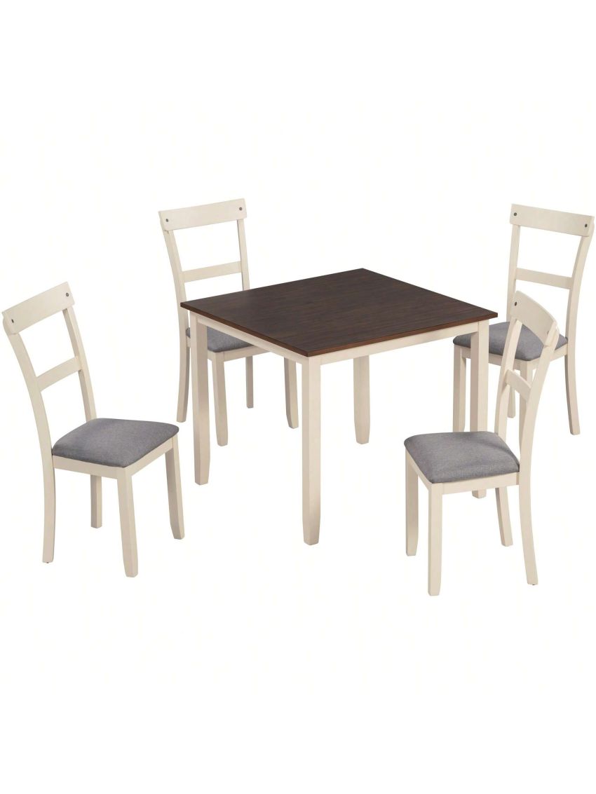 Nestfair 5-Piece Wooden Dining Set with Padded Chairs