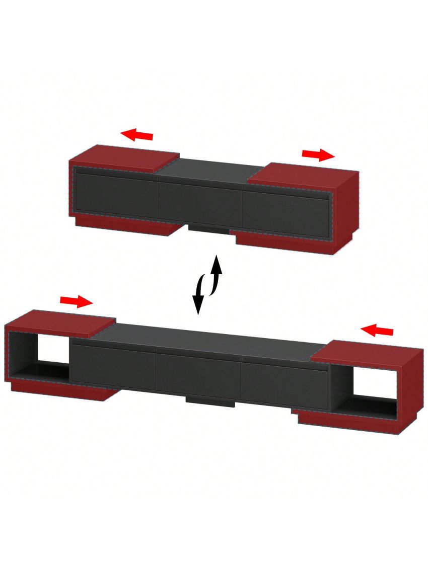 TV Stand with 3 Drawers, Modern Extendable TV Stand in Stretch for TVs up to 120