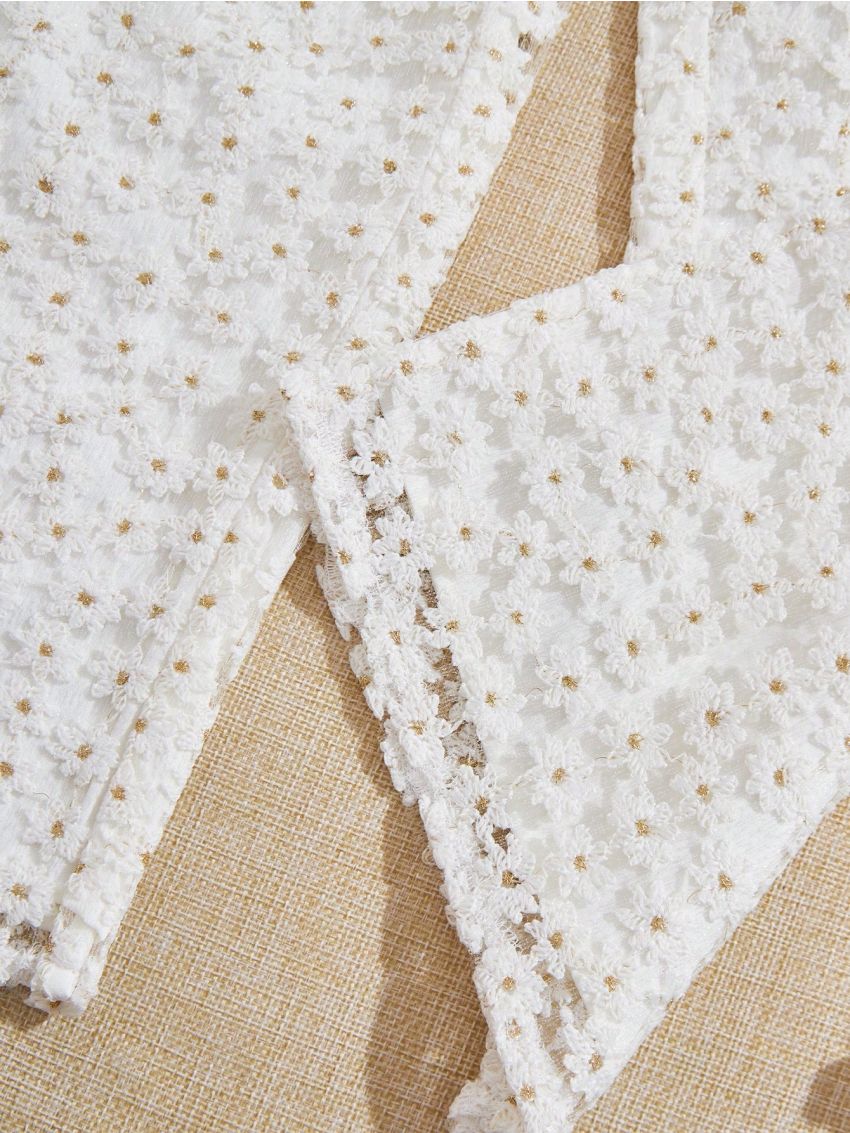 SHEIN Kids Nujoom Embroidered Flowers Wide Leg Pant