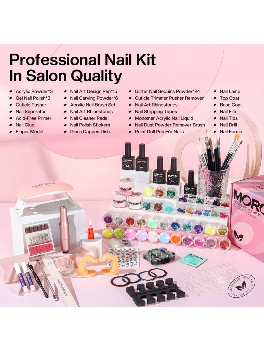 Morovan Acrylic Nails Kit with Everything: for Beginners Nail Set Professional Acrylic with Everything Acrylic Nails Set Full Acrylic Nail Supplies