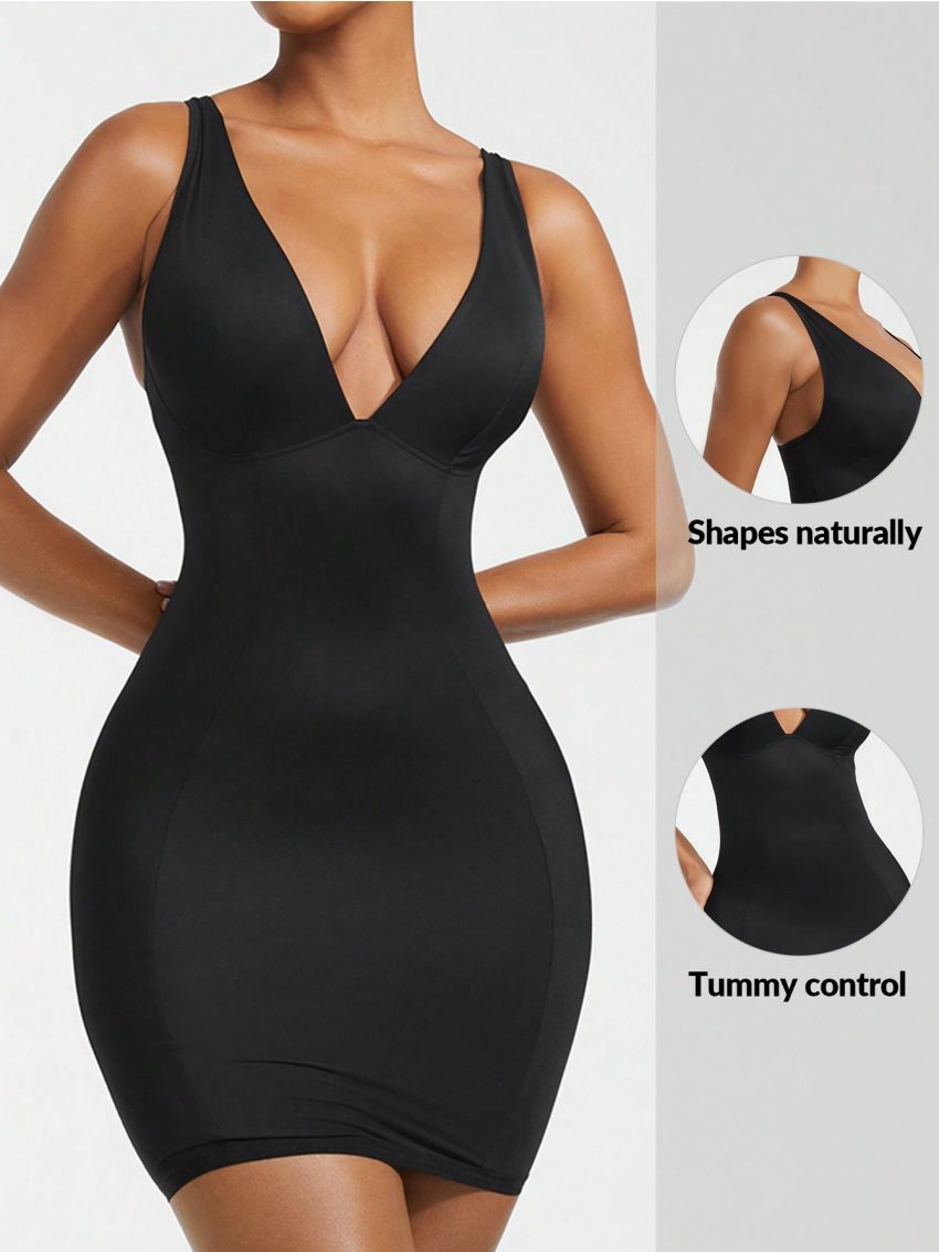 Ladies' Body Sculpting Shapewear Strappy Dress With Tummy Control