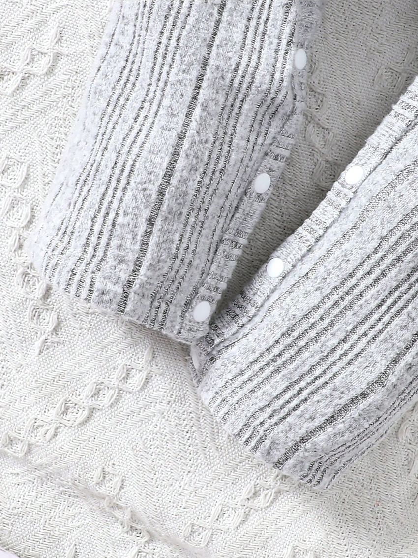 Baby Girls' Button-Up Coat And Romper Jumpsuit Set With Shoulder Straps