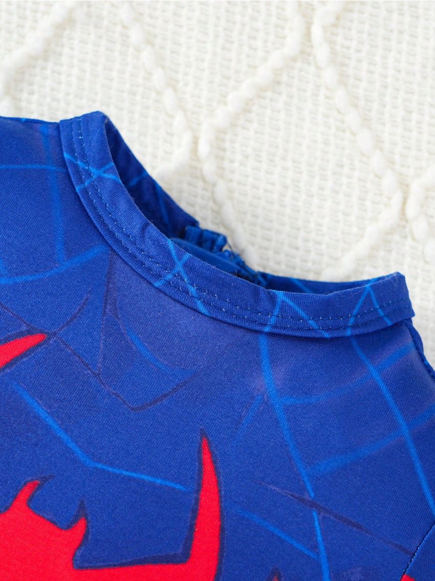 SHEIN Baby Boys' Spider Print Romper Style Outfit Set