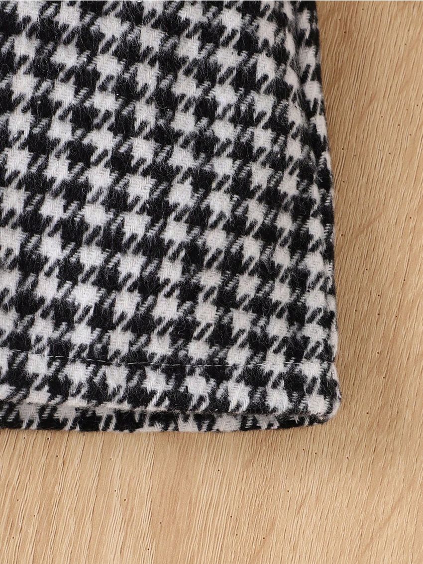 Infant Girls' Simple And Elegant Long Sleeve Warm Houndstooth Woolen Coat