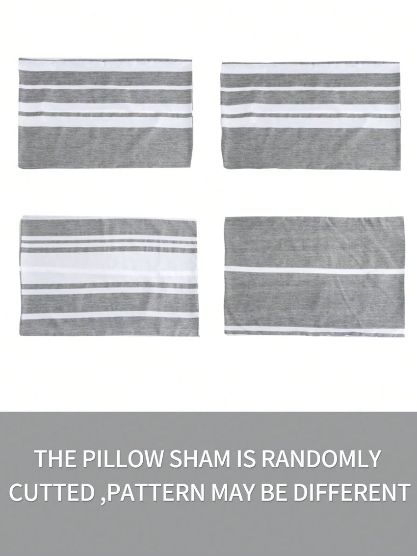 4pcs Home Bedding Set, 4-piece (2 Pillowcases, 1 Bed Sheet, And 1 Duvet Cover), Suitable For All Seasons, White/grey Striped Bed Sheet, Full/queen Size