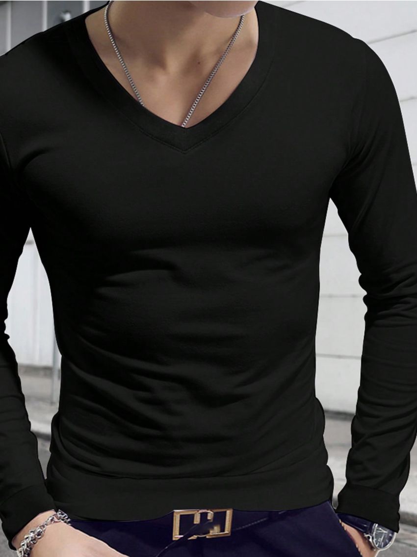 Men Solid V Neck Sweater