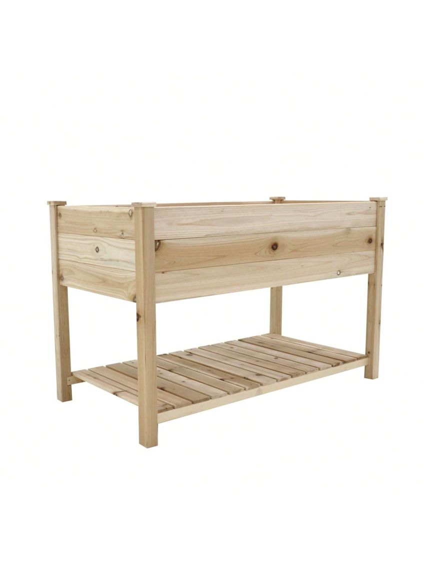 Raised Garden Bed Planter Box with Legs & Storage Shelf Wooden Elevated Vegetable Growing Bed for Flower/Herb/Backyard/Patio/Balcony 48.5x30x24.4in(colourless)