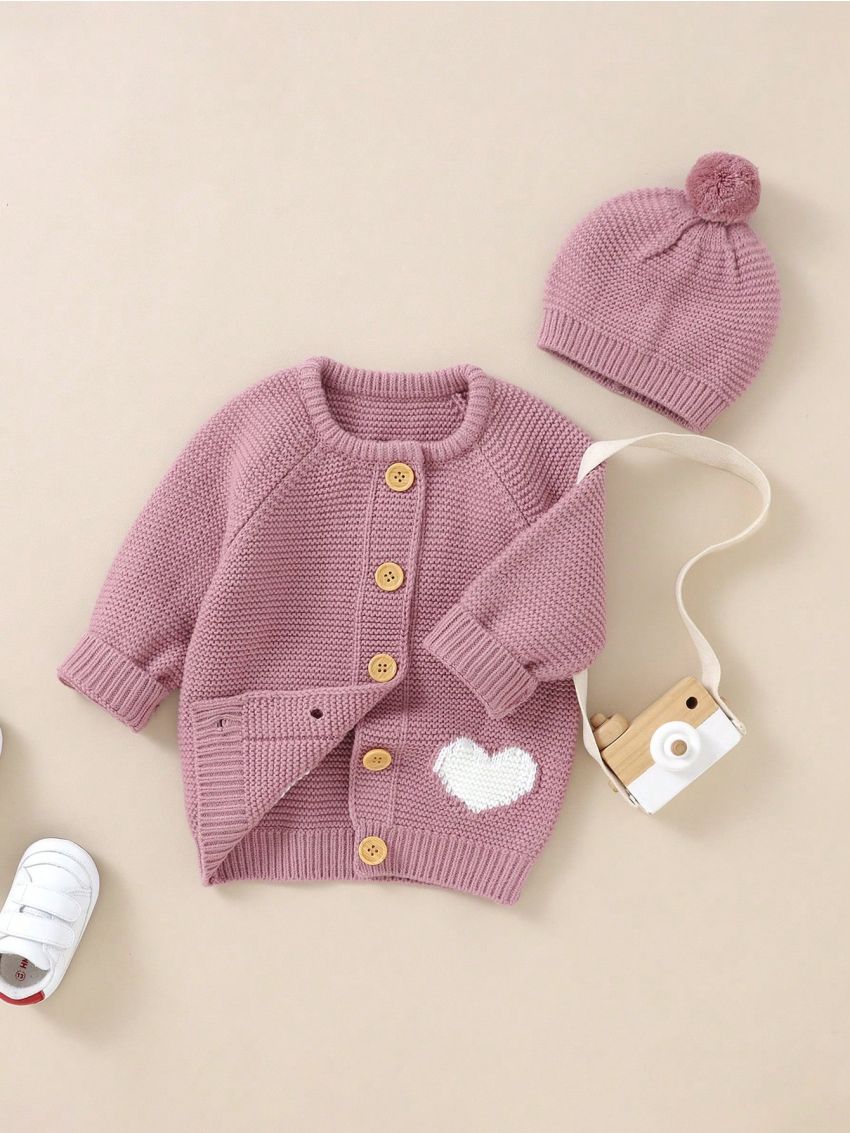 Infant Simplistic Solid Color Button-front Cardigan