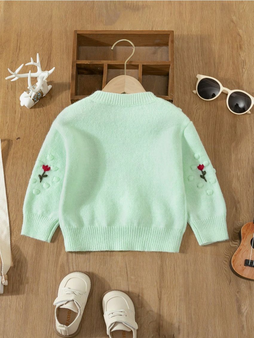 Baby Girl's Flower Embroidered Sweater Winter