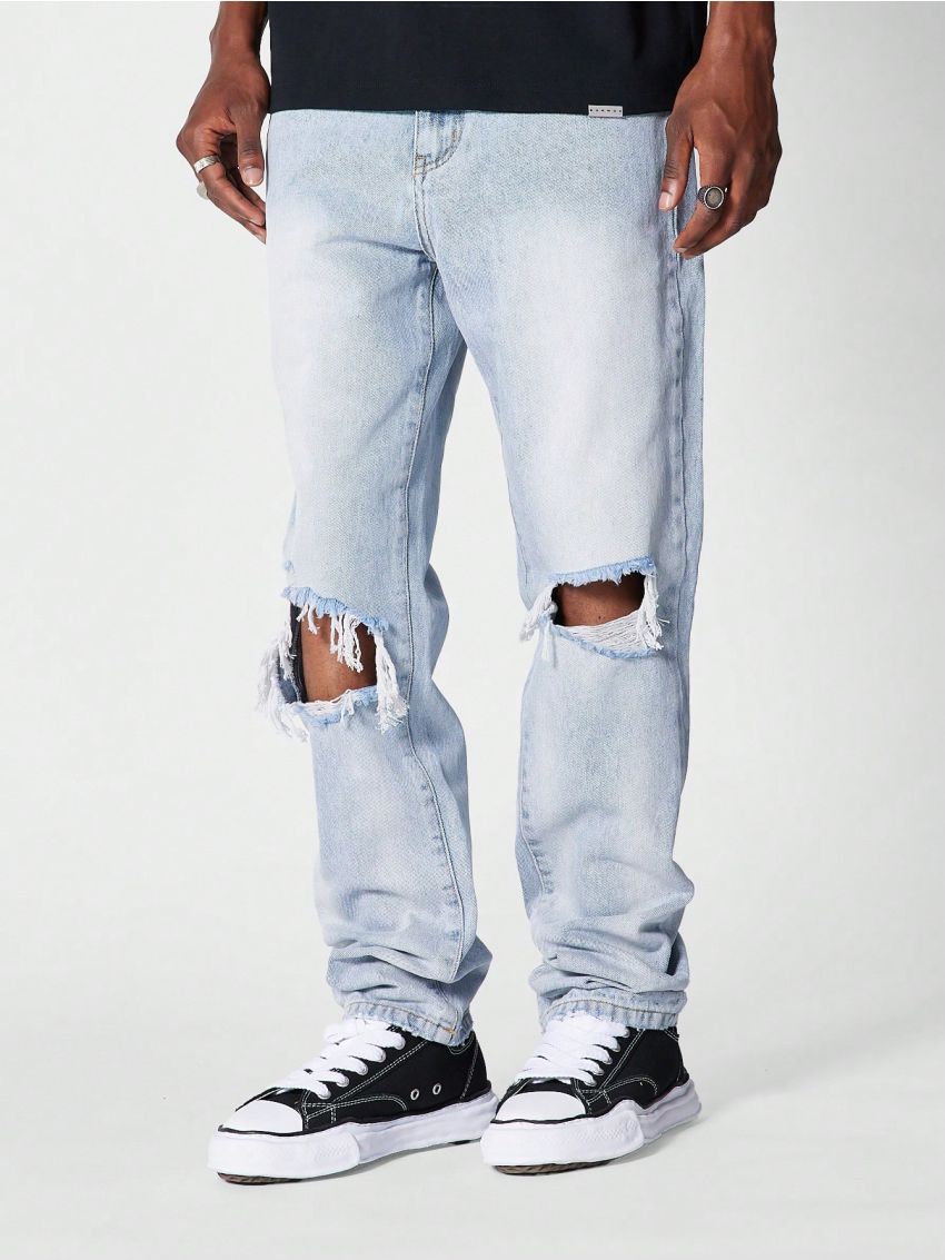 SUMWON Straight Fit Distressed Jean