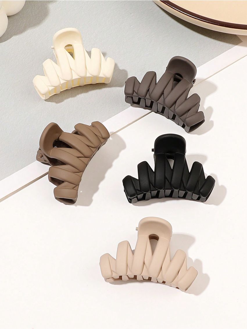 5pcs/set 4cm Coffee Matte Wave Hair Claw Clips