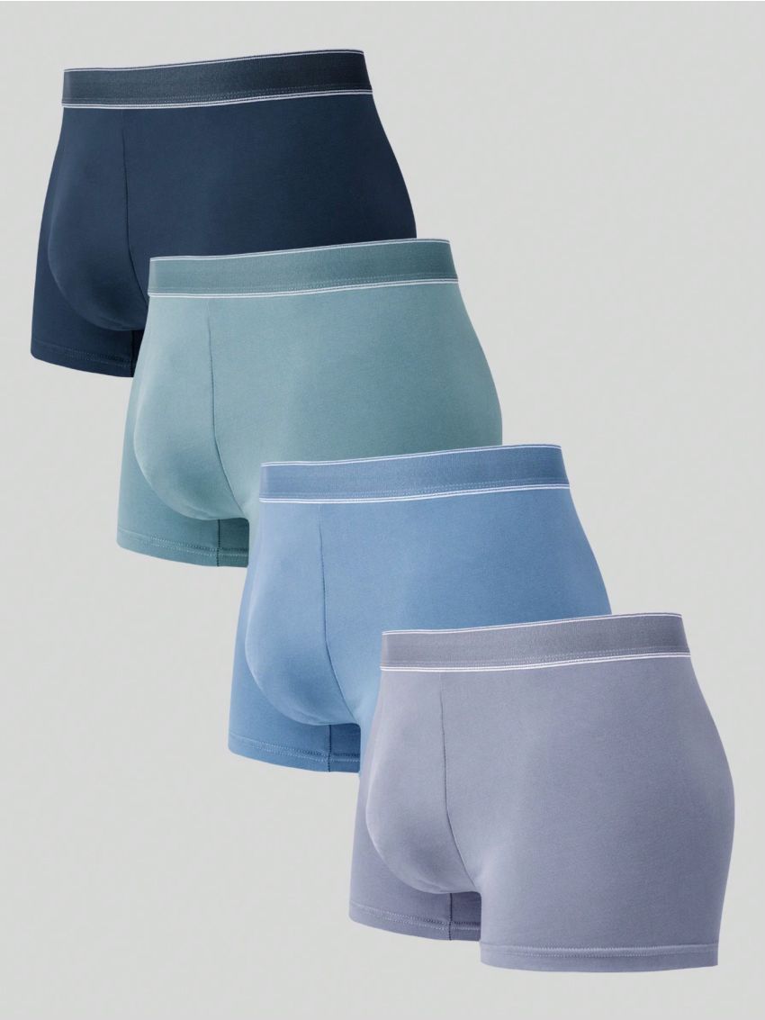 4pcs Men'S Color Block Briefs With Contrast Trim