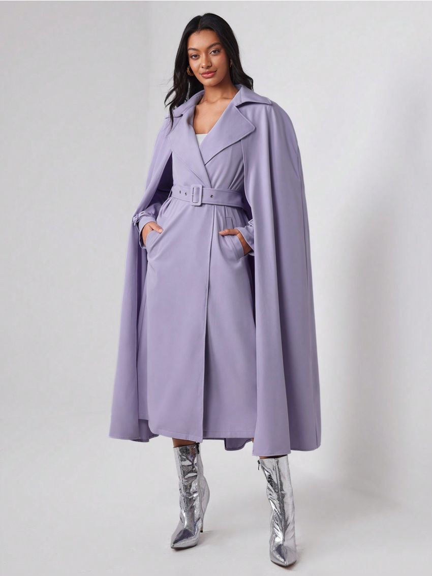 Sara Locci Cloak Sleeve Belted Trench Coat