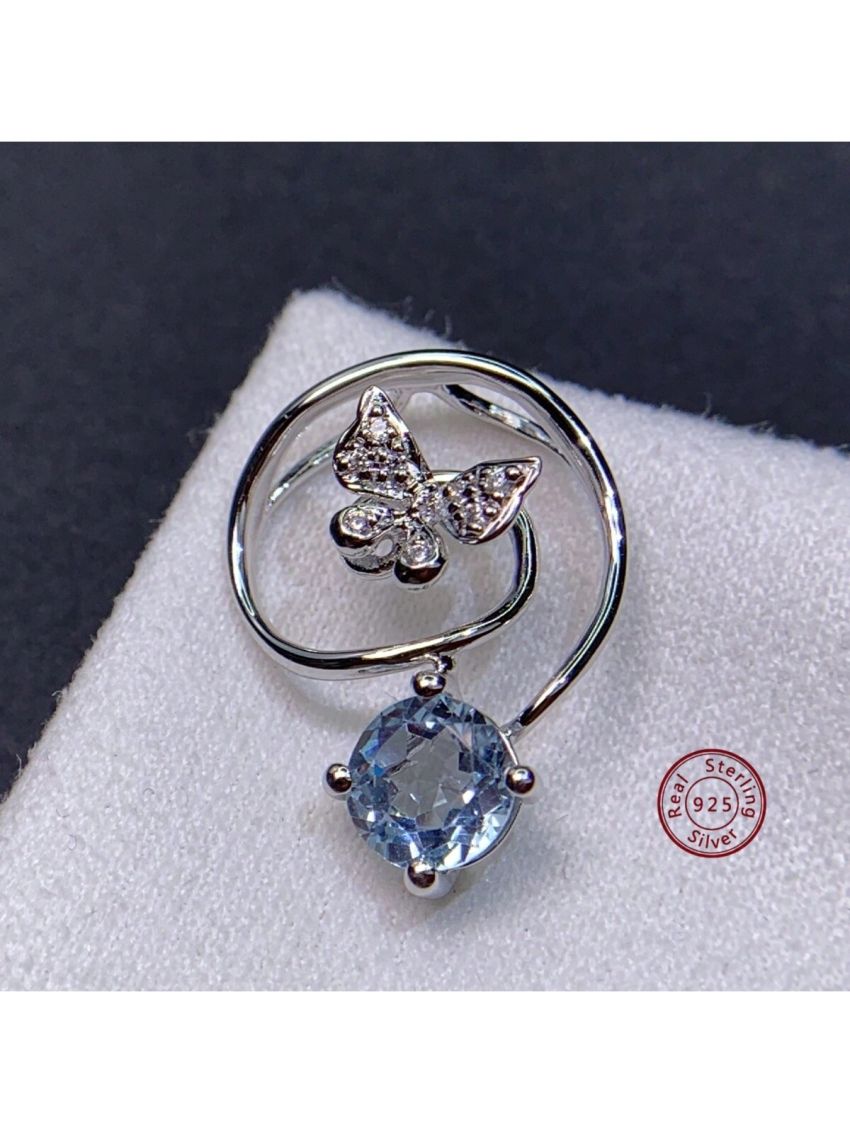 1pc Fashionable Natural Topaz Butterfly Pendant