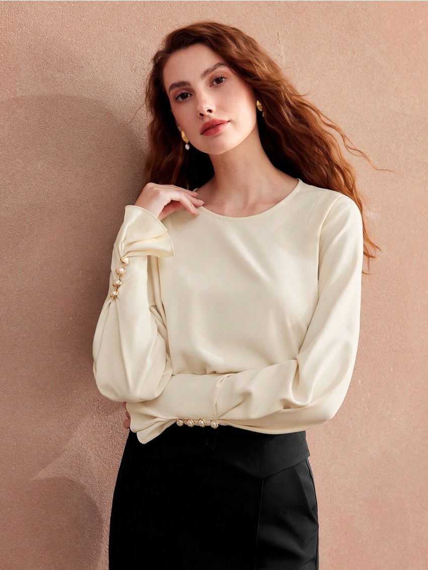 MOTF PREMIUM WOMEN'S KNIT DECORATIVE LONG SLEEVE SHIRT