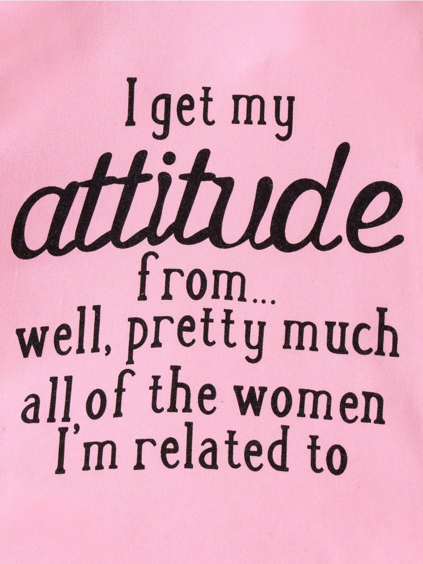 Girls' Round Neck Long Sleeve T-Shirt With Slogan Pattern