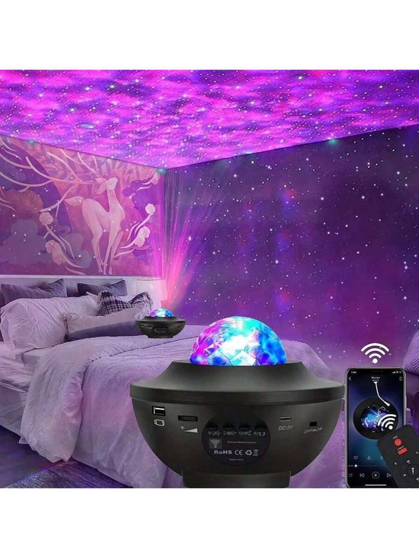 1pc Star Projector Galaxy Night Light Projector, 4 In 1 Starry Projector Light ,Music Speakers And Timer,Adjustable Color Galaxy Projector,Perfect For Bedroom,Party Light,Room Decor, For Halloween,Christmas Gifts