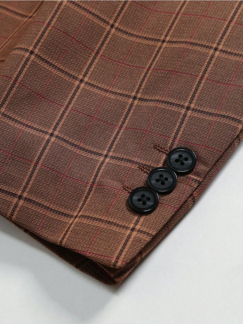 Manfinity Mode Men Plaid Double Breasted Blazer