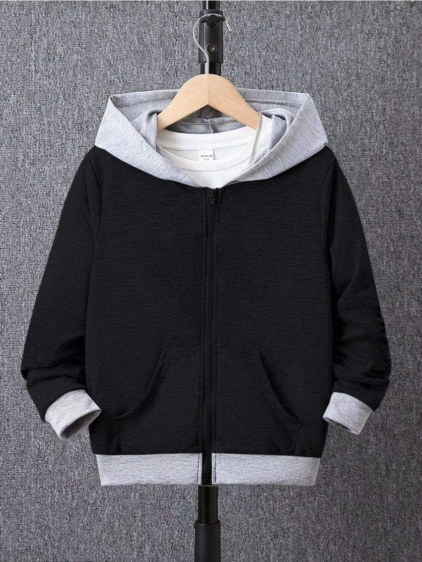 Tween Boys' Color Block Hooded Zip-Up Sweatshirt