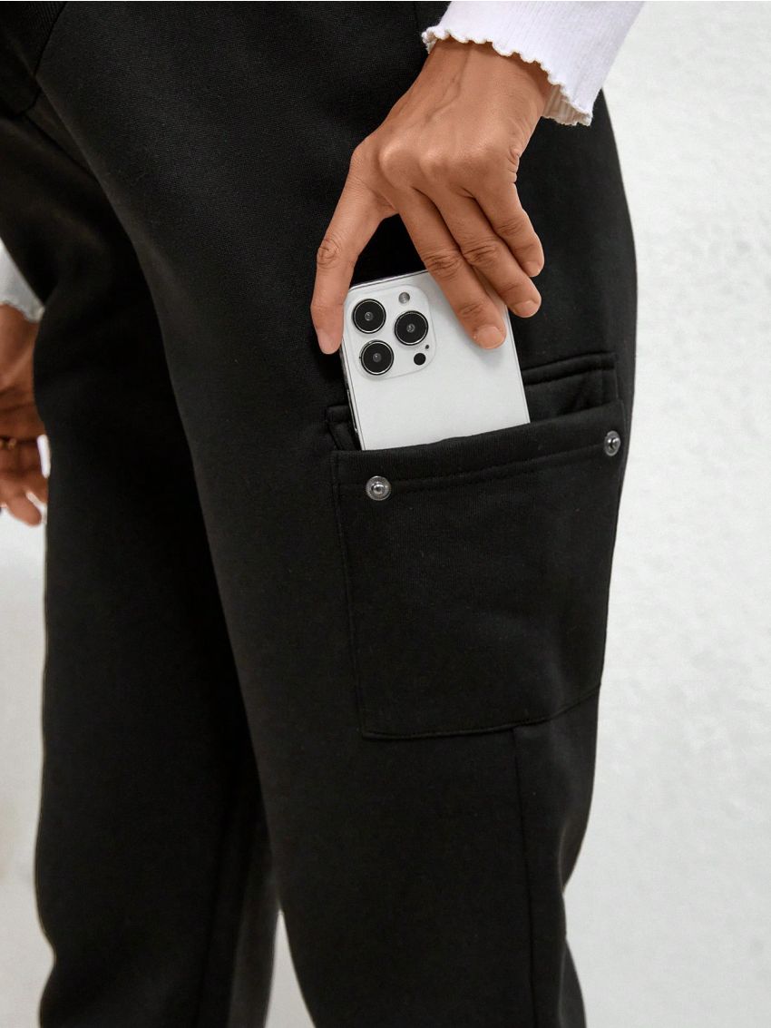 SHEIN Maternity Solid Color Adjustable Waist Pants