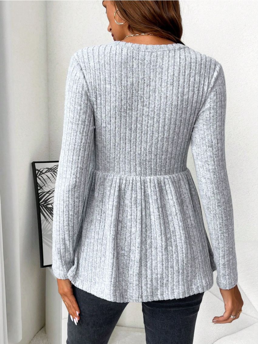 SHEIN Maternity Marled Knit Peplum Tee