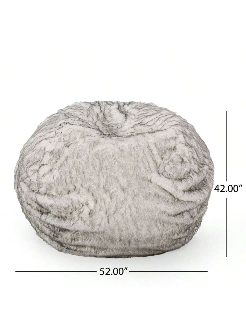 OSQI Schley Modern Glam 5 Foot Short Bean Bag, White and Gray