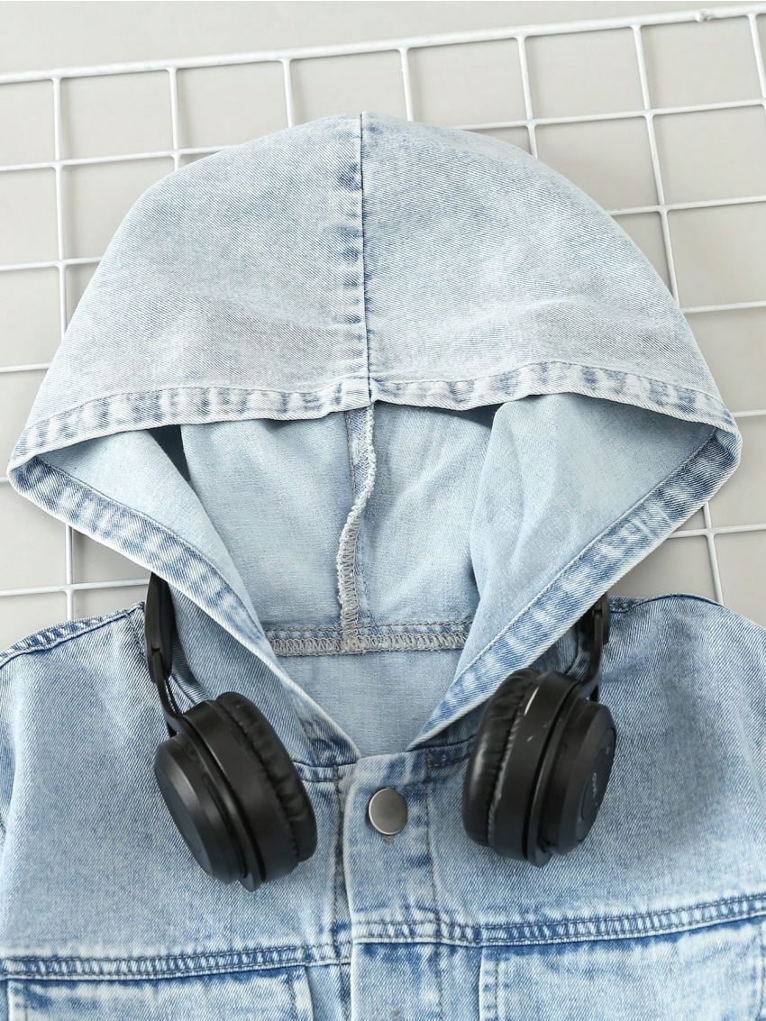 Boys' (Big) Comfortable Casual Hooded Denim Jacket