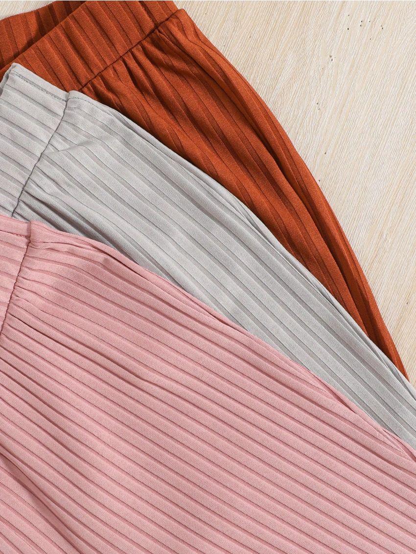 SHEIN Kids KDOMO Tween Girls High-Waisted, Slim-Fit, Flared Pants To Emphasize Curves