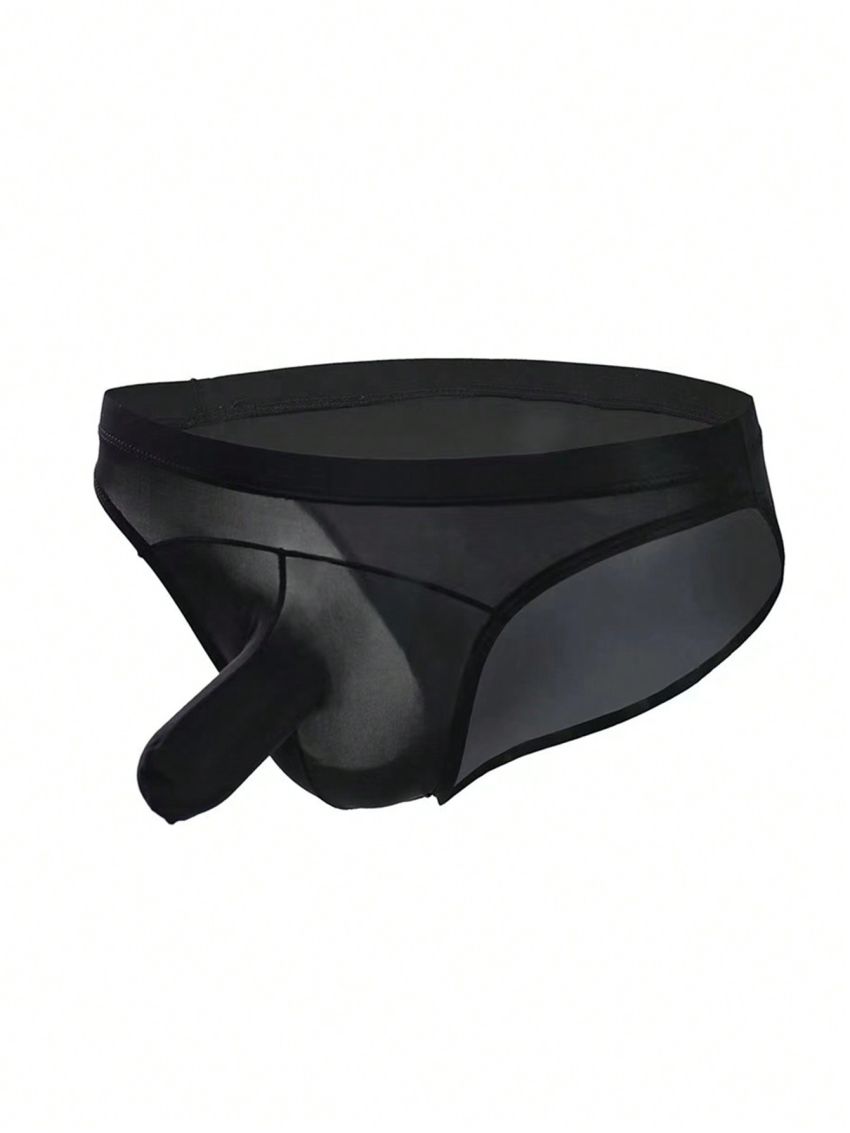 Men's Ice Silk Trunks With Elephant Nose Design And Breathable Bullets Separated Compartments, Low Waist And Sexy