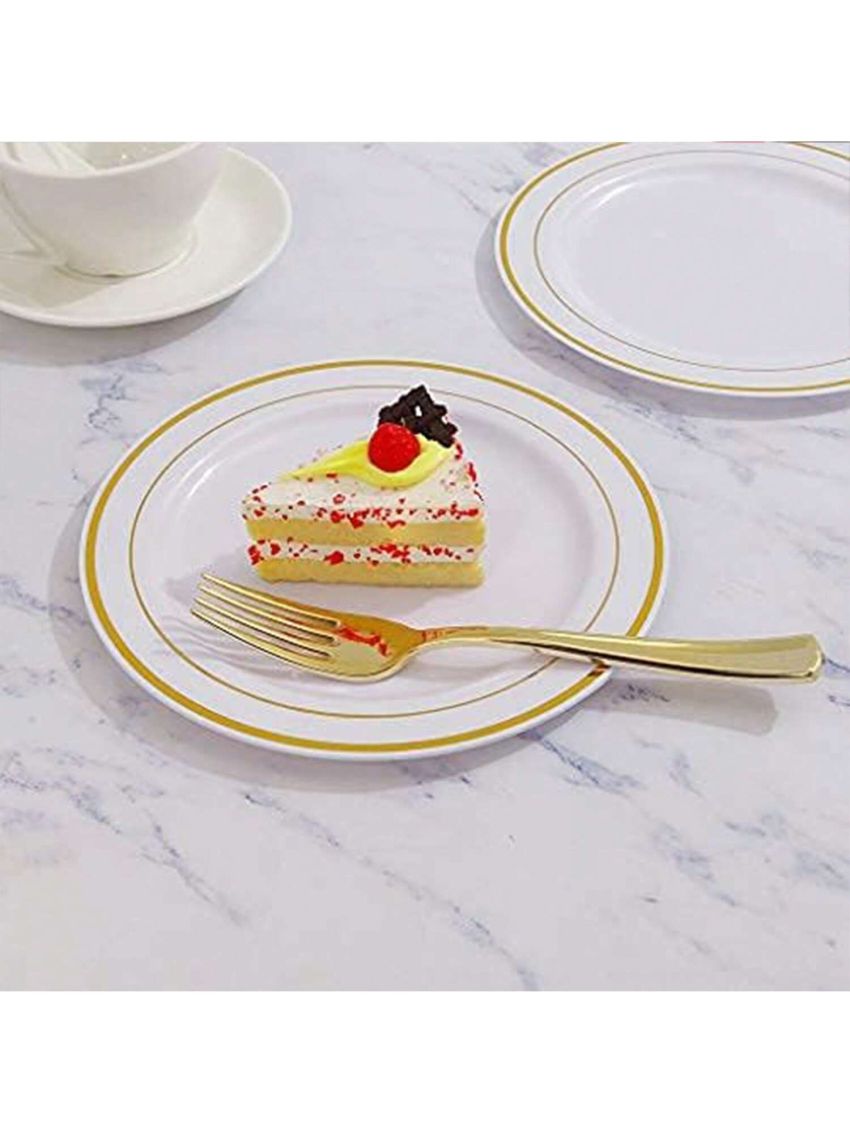 10pcs 19cm Gold Trim Plate